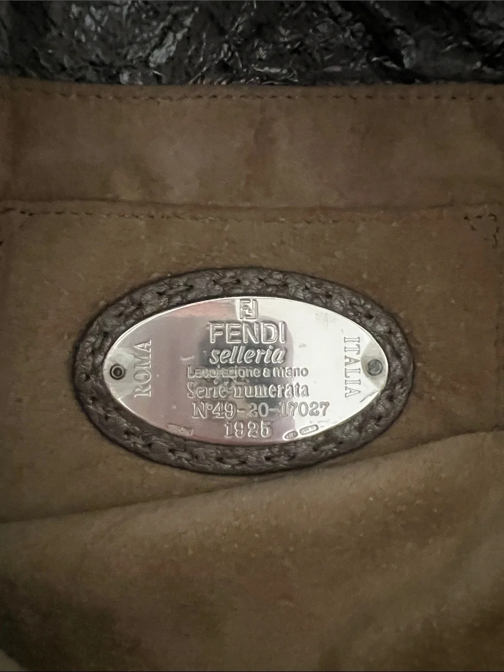 Fendi Metallic Shoulder Bag with Taupe Trim